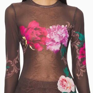 BOUTIQUE NEW ROSE REPTILE PRINT MESH TOP